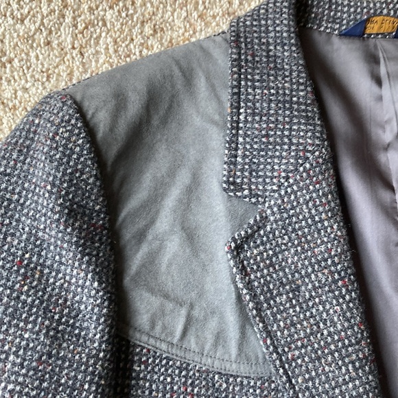Vtg Pendleton Men’s Gray Multi-Color Fleck Tweed Wool Blazer Jacket Suede Trim - Picture 3 of 15